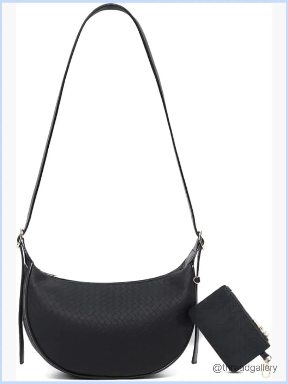 Woven Crescent Hobo Crossbody Bag Set with Detachable Pouch